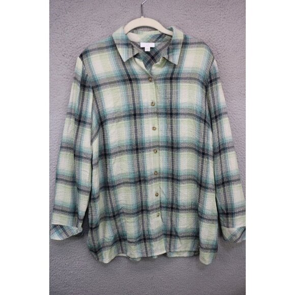 J. Jill Tops - J.Jill Plaid Button Up Long Sleeve Top-Size Medium